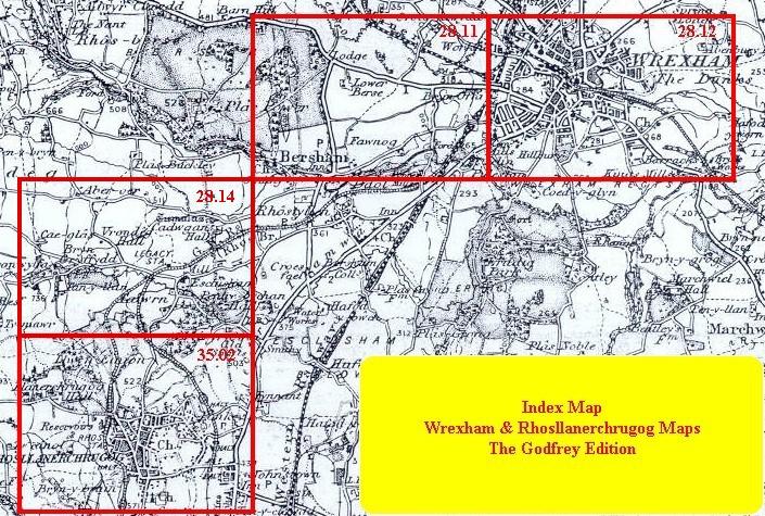 Old Ordnance Survey Maps Rhosllanerchrugog Denbighshire 1909 Godfrey Edition
